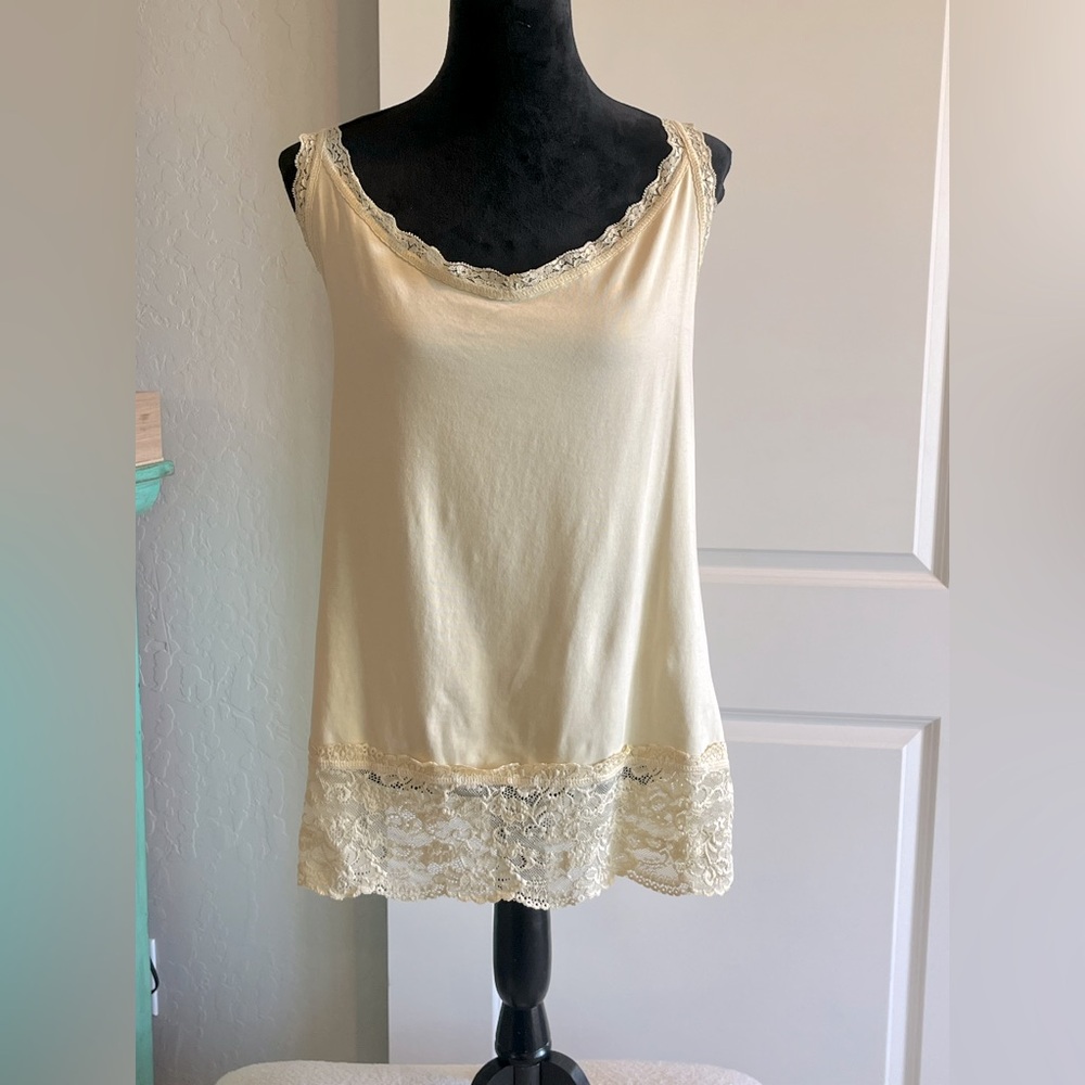 Adorable long lace trimmed tank from Sundance.